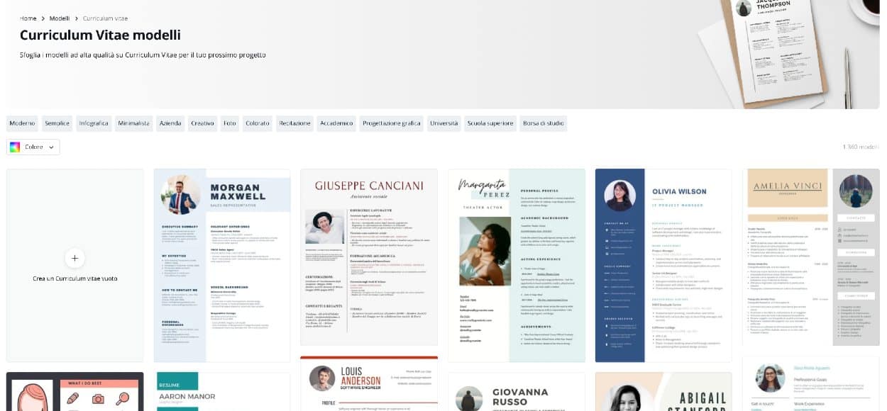 curriculum vitae Canva